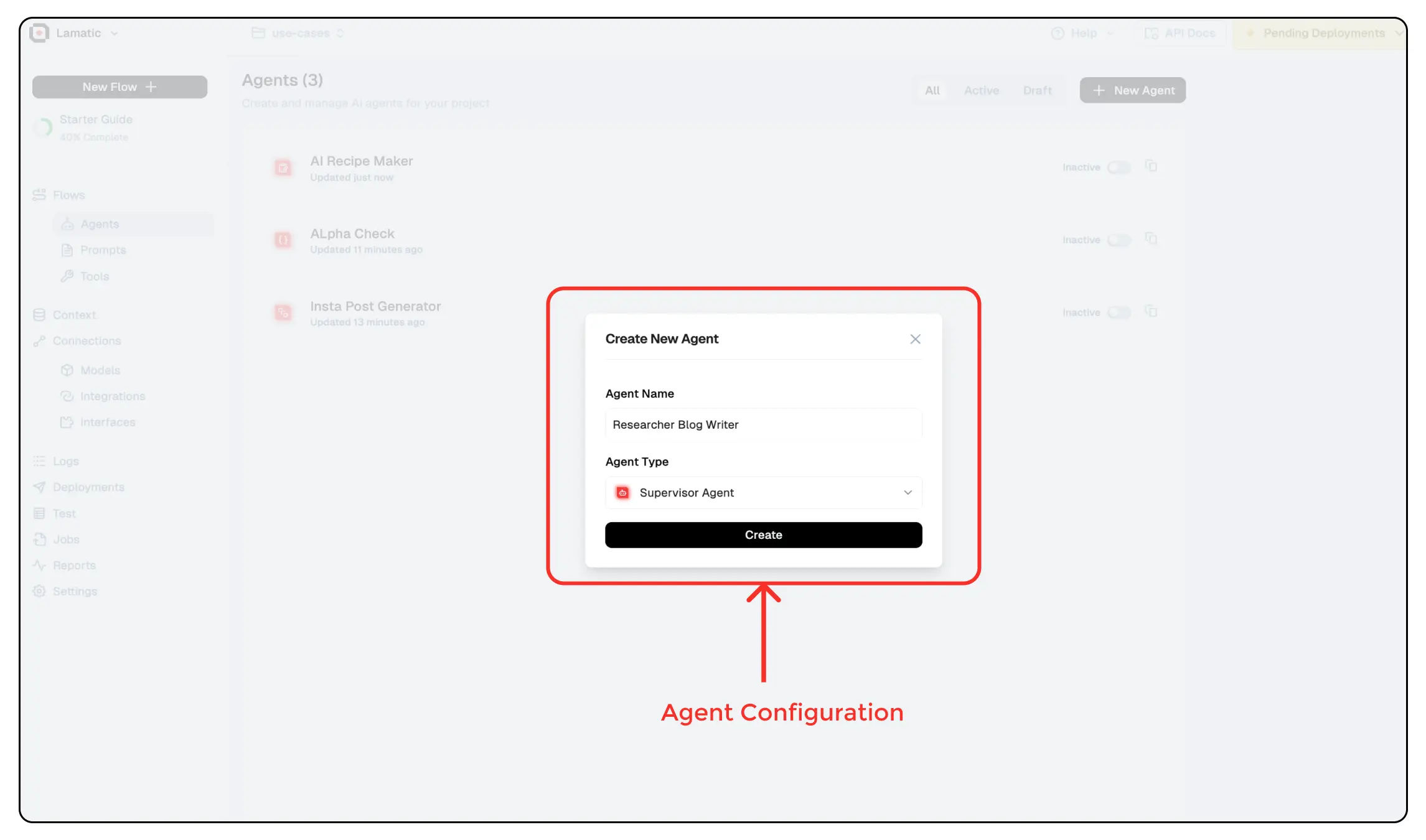 Agent Creation Flow Editor