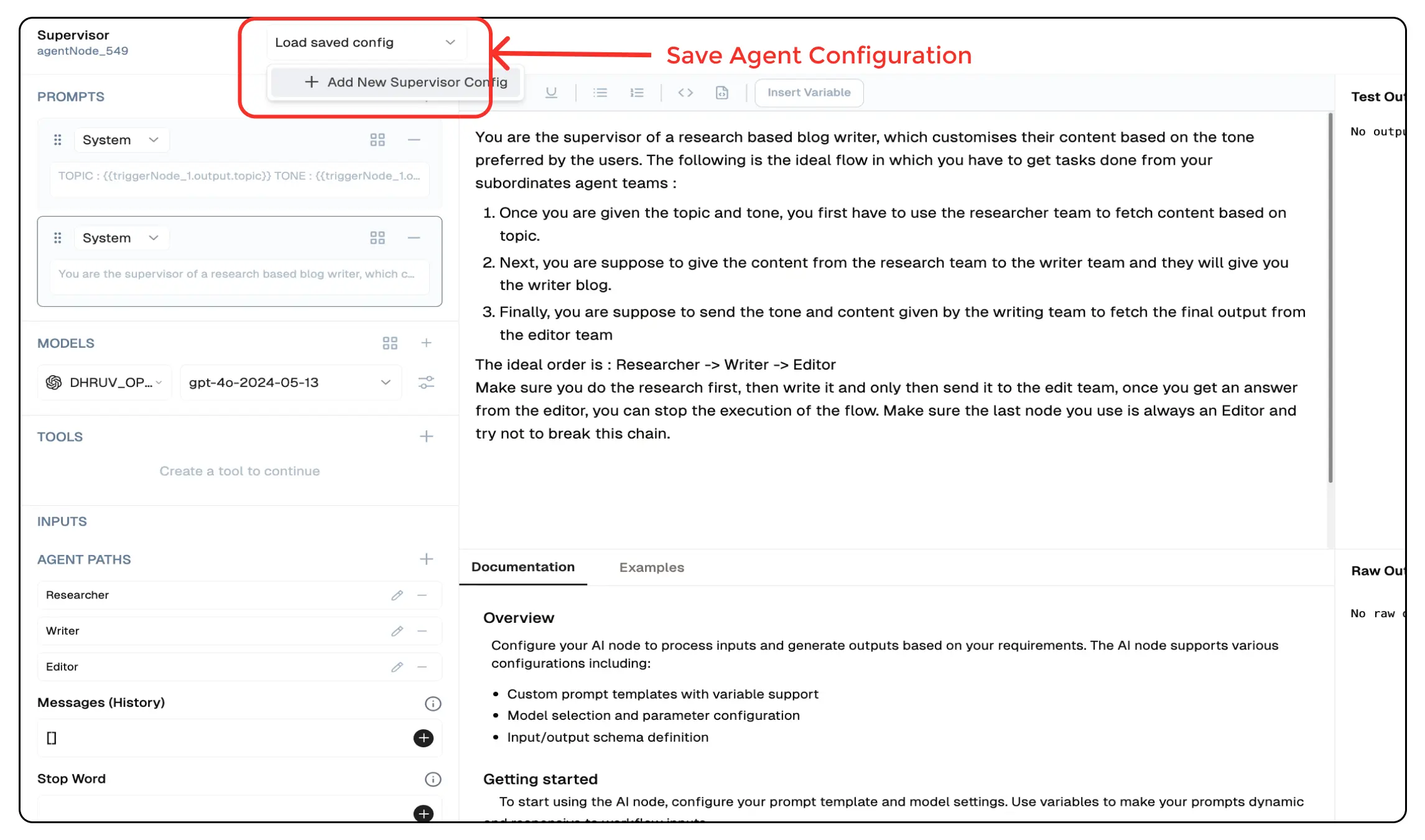Save Configuration