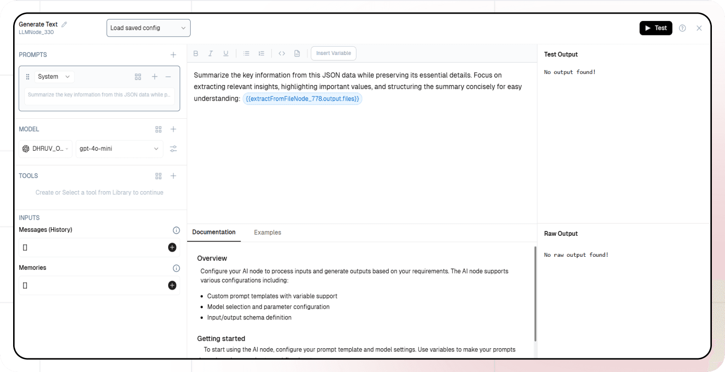 Node Text Gen Config