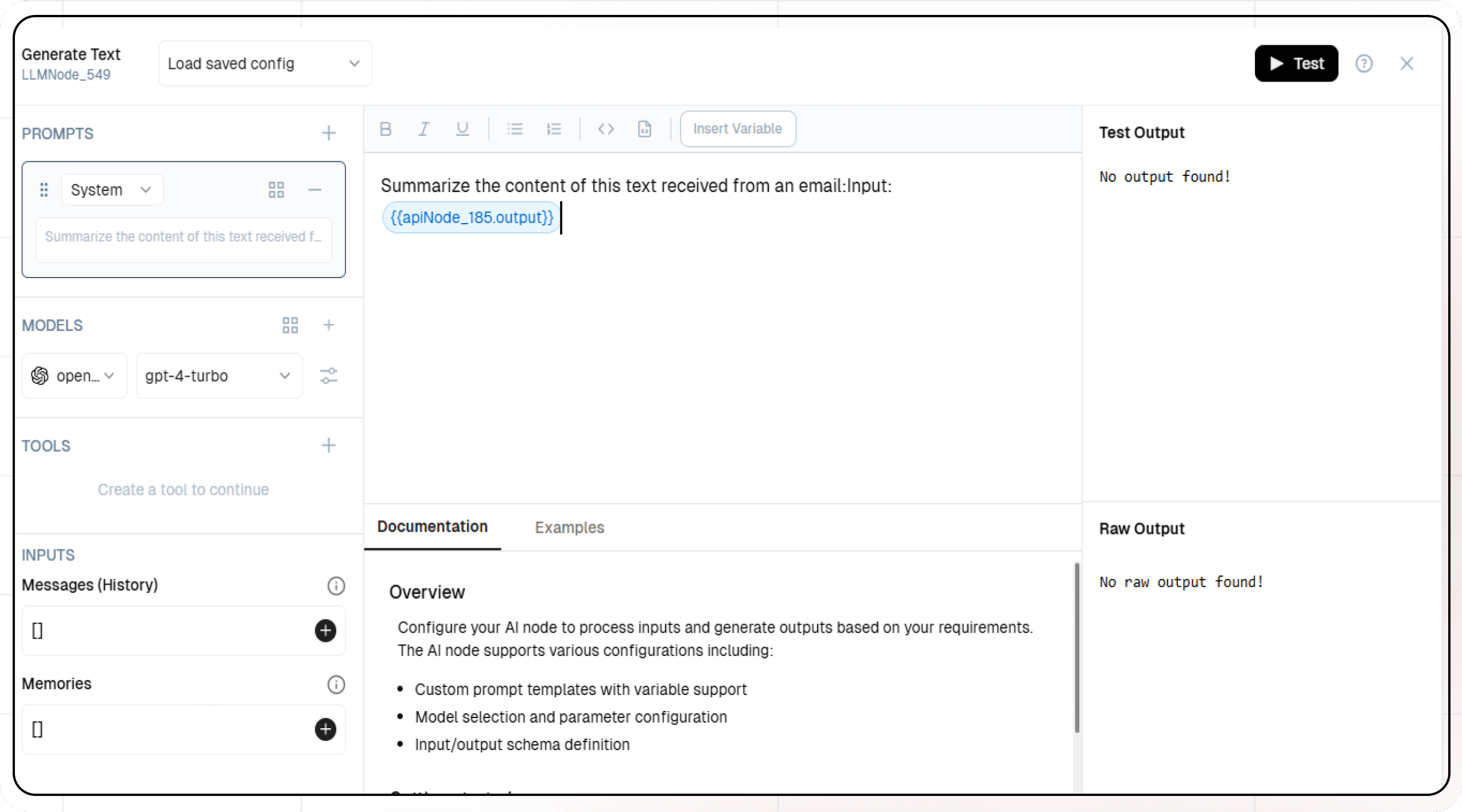 Node Text Gen Config