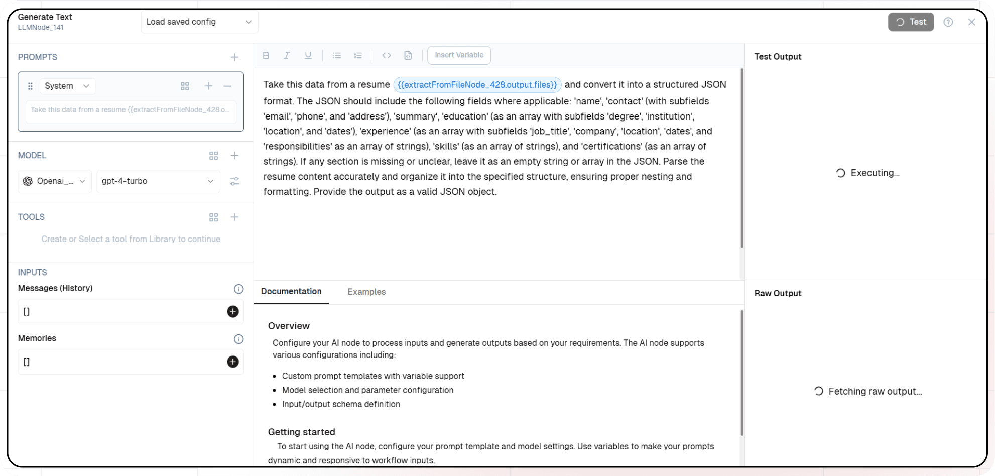 Node Text Gen Config