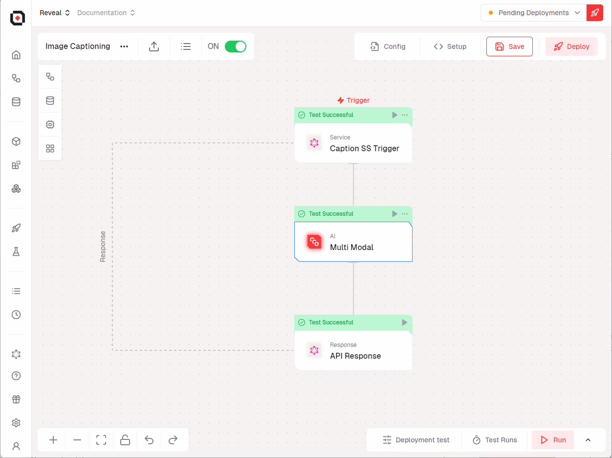 Reveal AI workflow in the Lamatic visual builder
